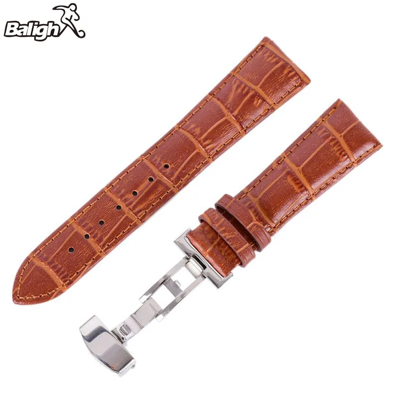 16 24 мм ремешок из натуральной кожи полированная застежка бабочка нержавеющей