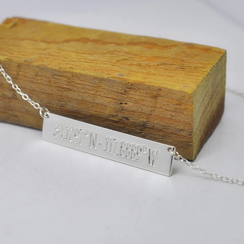 Персонализированные украшения из стерлингового серебра для долгота гравировки