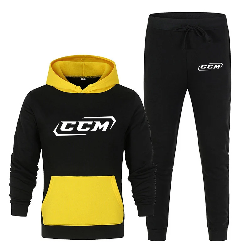 

2021New Spring And Autumn Men's CCM Printed 2-Piece Sportswear Hooded Sweatshirt+Pants Pullover Hooded Sportswear Suit On Sale