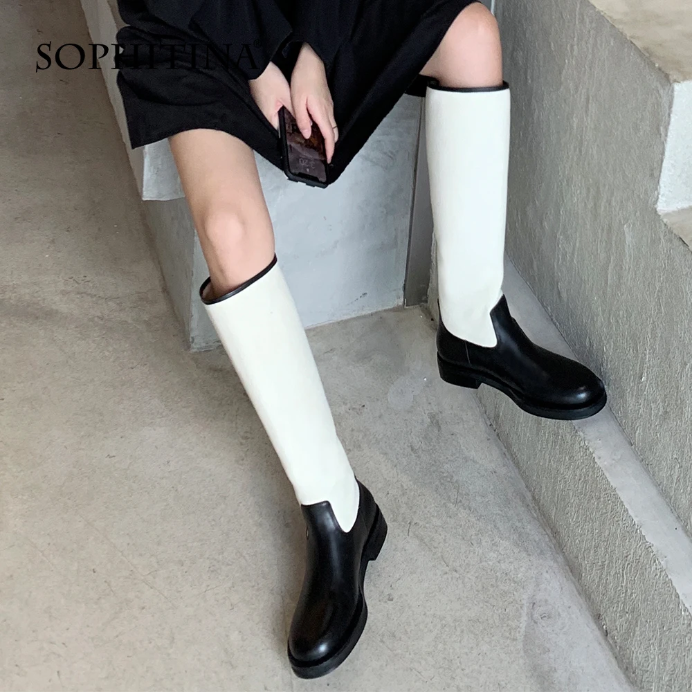 

Женские сапоги до колена, на платформе, из натуральной кожи