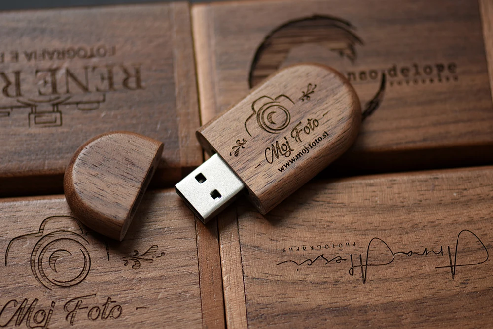 (1 PCS Free LOGO) Holz mit Box USB-Flash-Laufwerke 64 GB Fotografie USB 2.0 Memory Stick 32 GB Hochzeitsgeschenk Pen Drive 16 GB U Disk – Detail 6