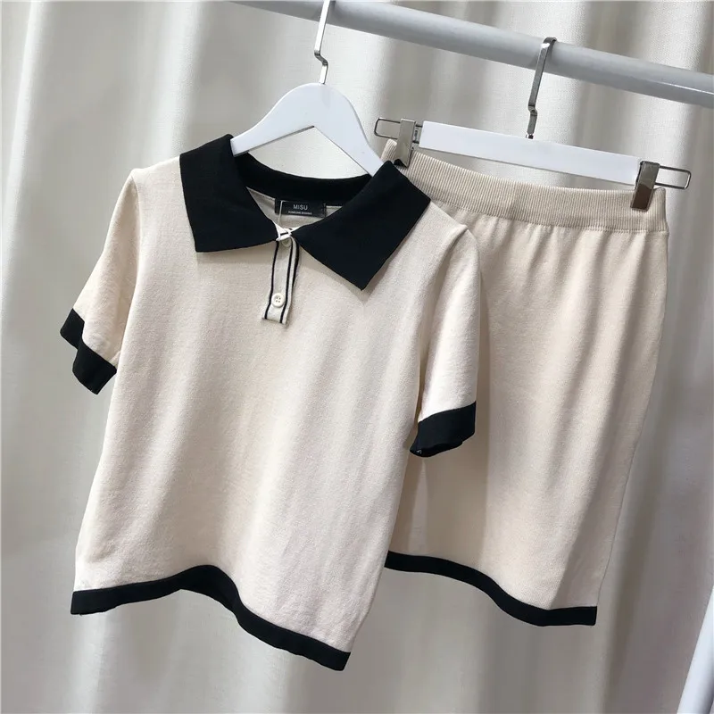 Возможно U Женский комплект из двух предметов с отложным воротником и коротким