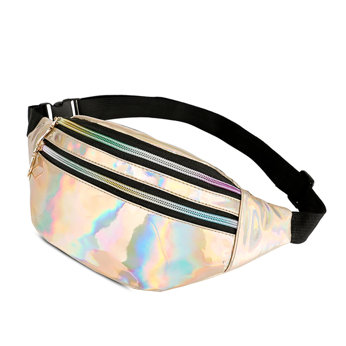 

2020 Trendy Fashion Holographic Fanny Pack Shiny Metallic Color Sport Waist Pack Belt Bum Unisex Men Women Shoudler Bags
