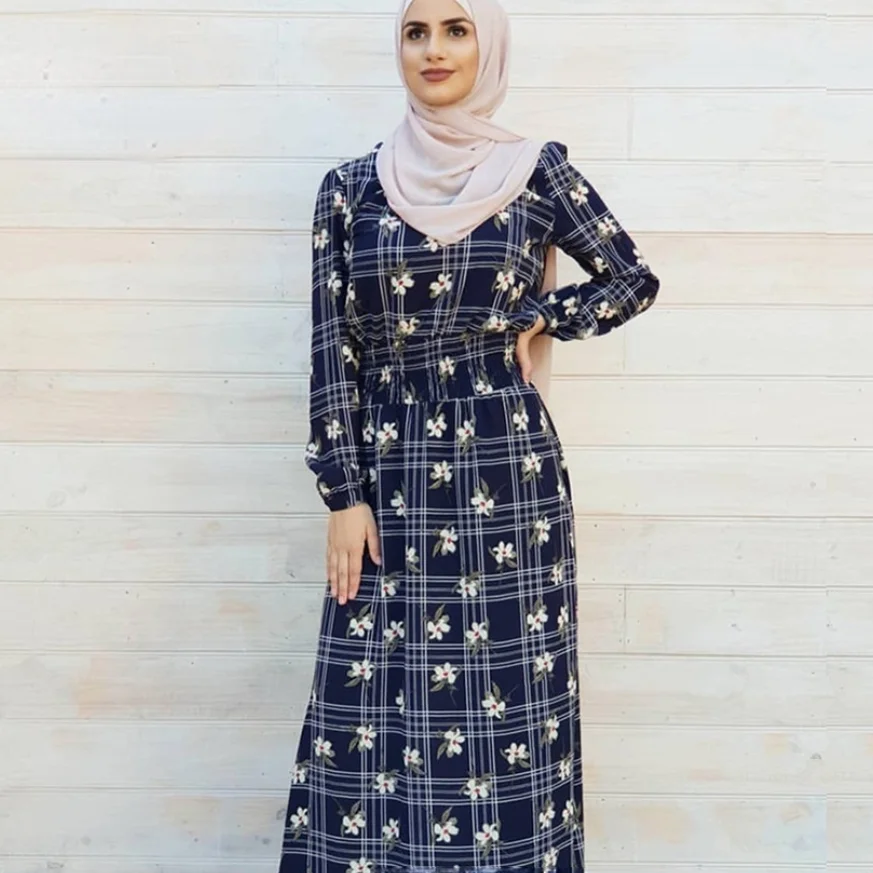 Новинка 2021, платье с длинной талией для мусульманской печати Европы и США, яркое платье для Ближнего Востока в мусульманском стиле
