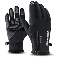 winter cycling gloves bicycle warm gloves embroidered zipper full finger touchscreen gloves waterproof motorcycle riding gloves