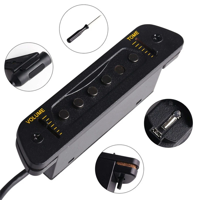Guitar Sound Hole Pickups Non-Opening Adjustable Volume with EQ Equalizer Musical Instrument Accessories | Спорт и развлечения