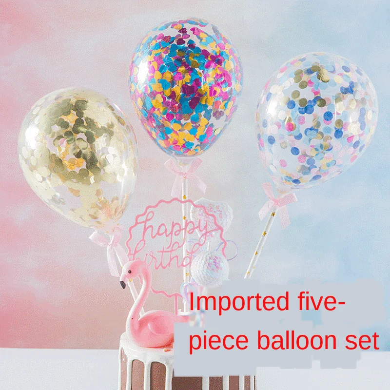 1 шт. 5 дюймов розовый Золотой конфетти воздушный шар Торт Топперы мини латексный