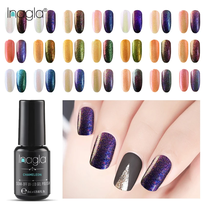 Inagla Хамелеон Гель лак 8 мл гель для ногтей УФ светодиодный светильник черная