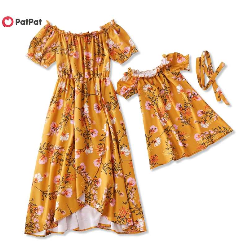 Платье с открытыми плечами PatPat летнее Повседневное платье для мамы и меня