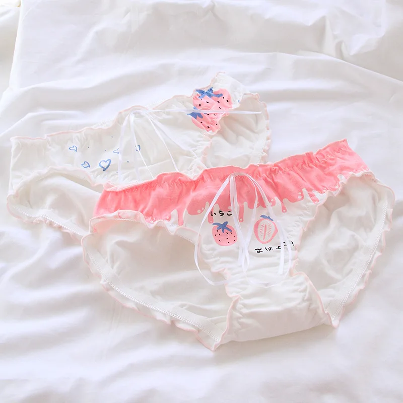 Новое Розовое нижнее белье для подростков трусики с клубничкой молодых девушек