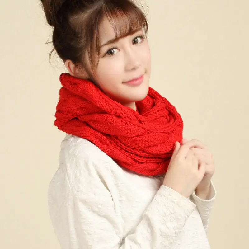 Meihuida зимний женский Повседневный милый мягкий вязаный теплый бесконечный