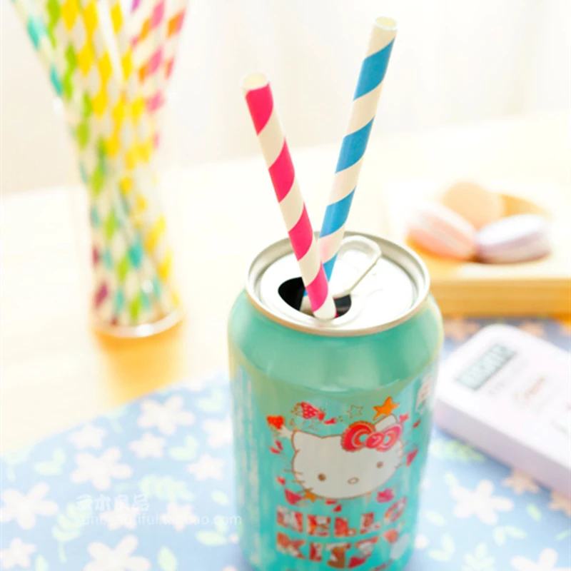 Полосатые одноразовые бумажные соломинки 25 шт.|Одноразовая посуда для вечеринок|