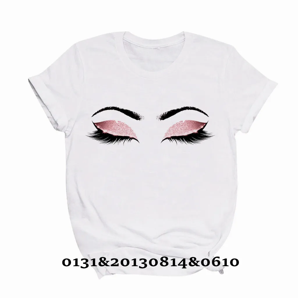 

Women Sexy Eyelashes Art Print T-shirt Women Summer Fashion Short-sleeved Top Tees Female Clothes 2021 Casual O-neck Tshirt Girl