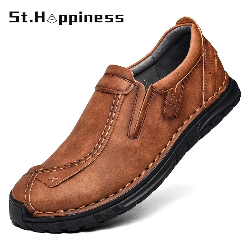 

2021 New Men's Leather Shoes Luxury Brand Designer Original Slip On Loafers Moccasins Fashion Casual Driving Shoes Big Size