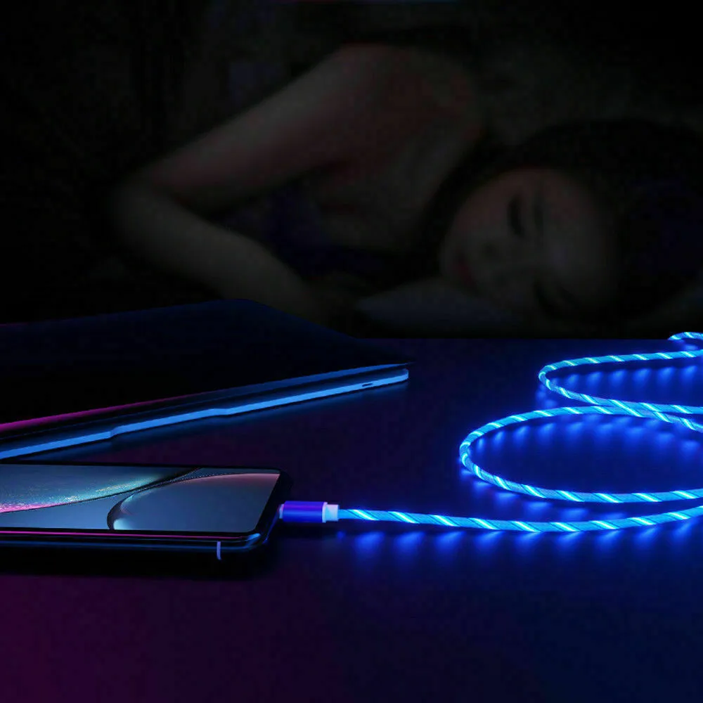 Светящийся кабель со светодиодной подсветкой Type C 1 м 2 быстрая зарядка Micro USB
