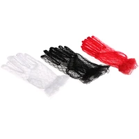 new black red white ivory short lace bridal gloves wedding accessories party lace gloves