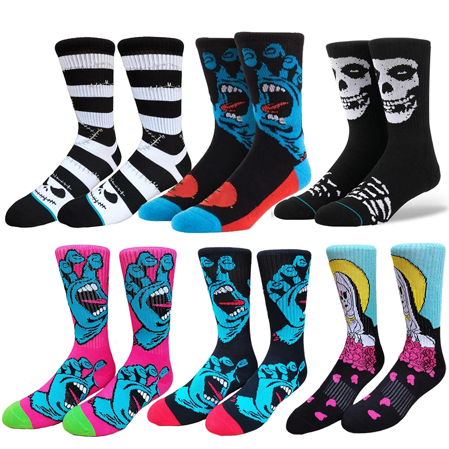

Scream Hand Misfits Skateboard Socks Men Crew Cotton Sport Calsetines Hip Hop Street Style Sokken for Basketball Running Cycling