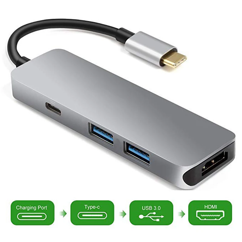 USBC к HDMI 4K 30HZ 2 USB 3 0 type C PD Быстрая зарядка Huib для Macbook Pro Thunderbolt Alumunium Расширение
