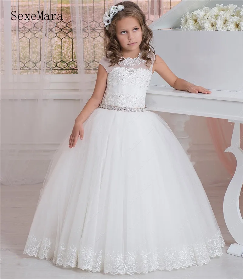 

Romantic Puffy Flower Girl Dress For Weddings Ball Gown Lace Girl Party Communion Dress Pageant Gown Custom Made