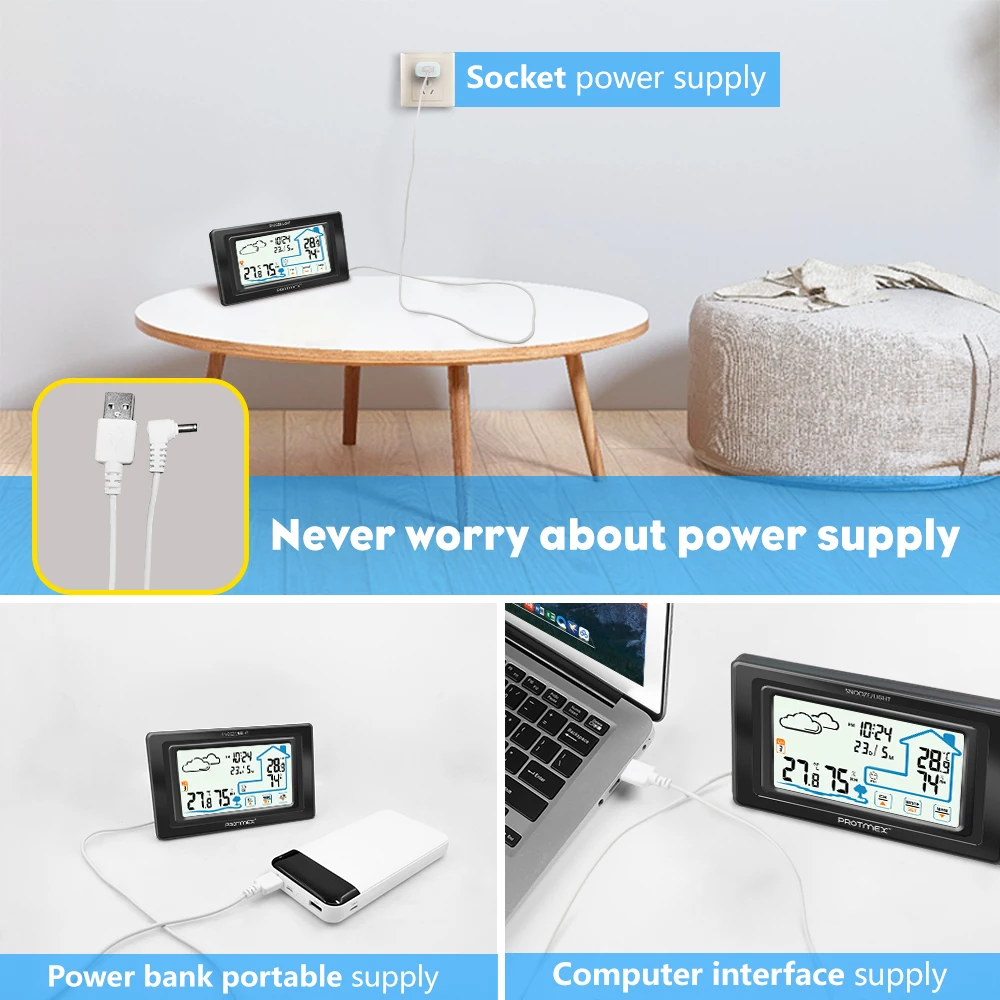 Цифровой беспроводной гигрометр Protmex PT19A метеостанция с сенсорным экраном