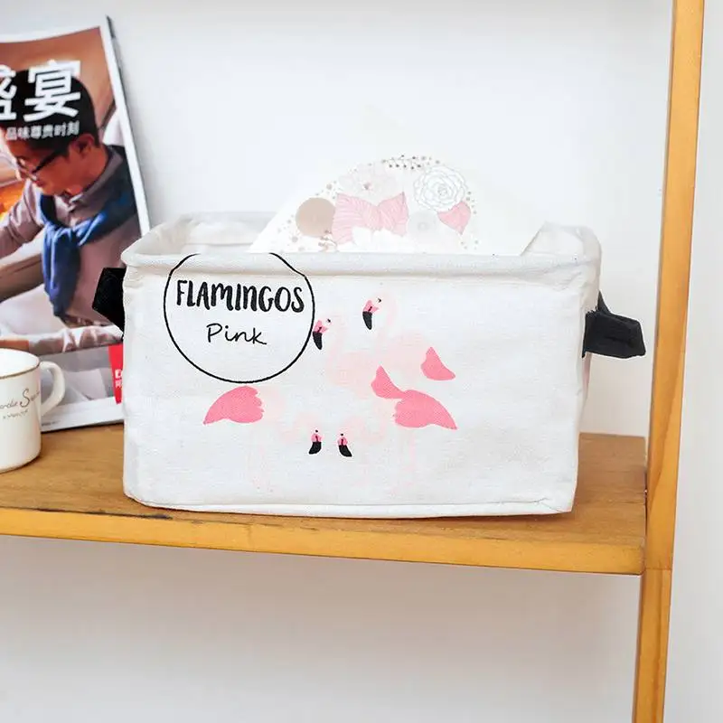 

Foldable Flamingo Storage Basket Desktop Bedroom Bathroom Storage Organizer For Sundries Underwear Toy Makeup 23*16*12cm