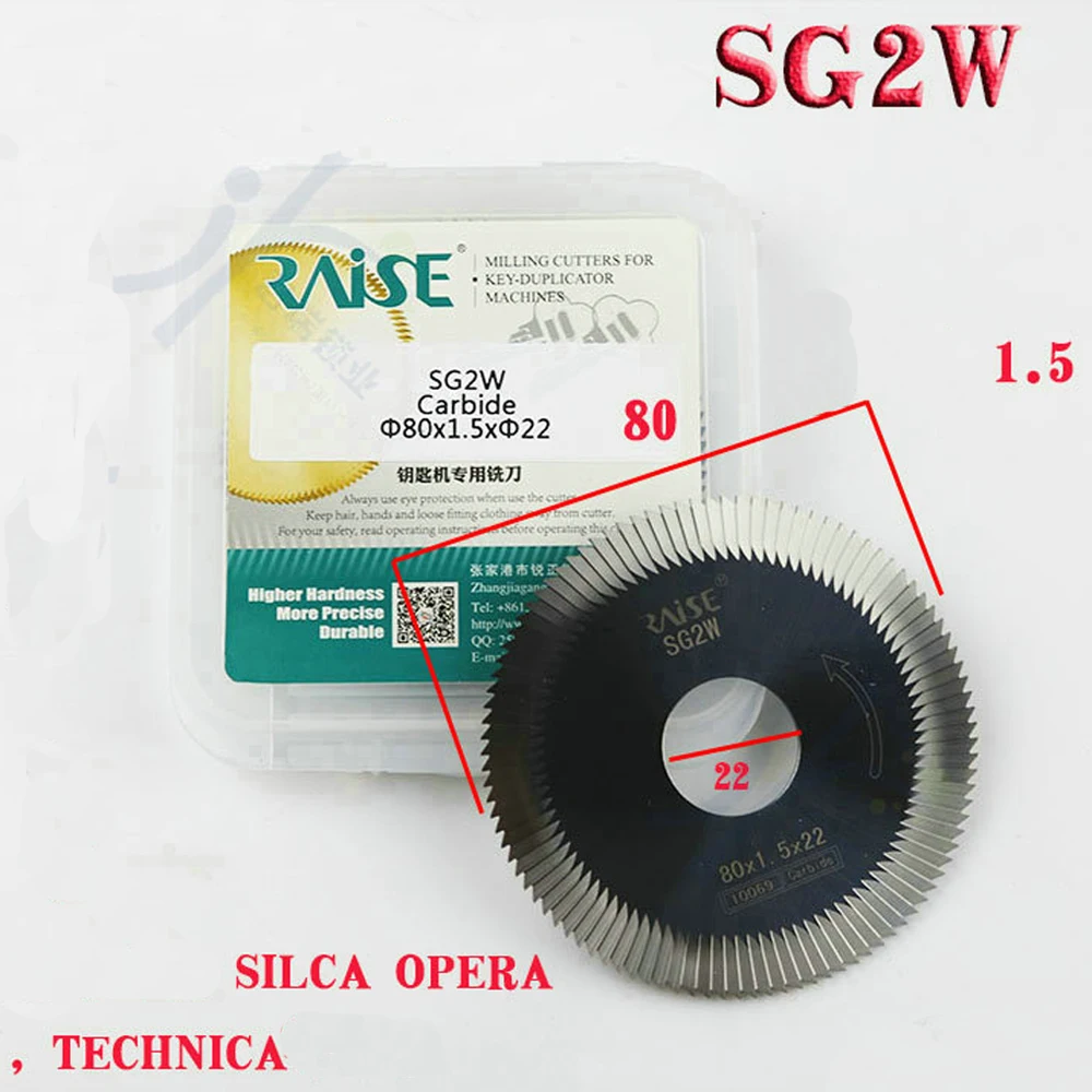 Raise Carbide 80x22x1.5mm Side Milling Cutter SG2W Carbide Face Milling Cutter for SILCA Key Cutting Machines