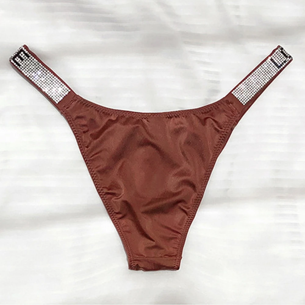 Сексуальное нижнее белье с надписью Стразы для фитнеса спортивные атласные