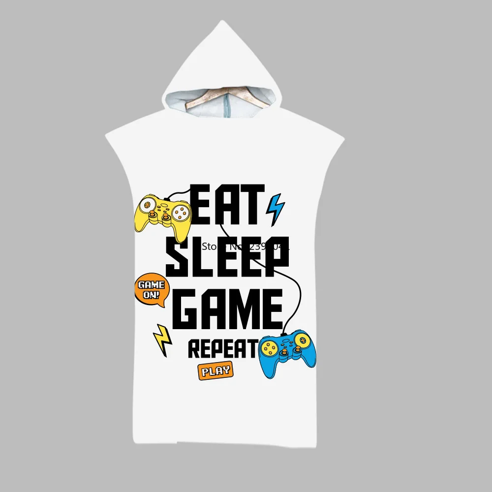 

Customizable Microfiber Bath Towel Hooded Surf Beach Swimwear 3D Game Series Printed Swimsuit Poncho Quick Dry Travel Robe