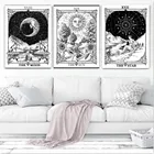 Карта Таро Солнце Луна Звезда настенная Картина на холсте принт в стиле бохо черный белый постер хиппи нордическая Спальня Гостиная Ванная Декор