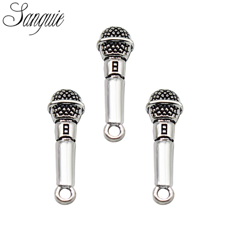 20 шт./лот металлические подвески с микрофоном Висячие Подвески браслет Плавающие