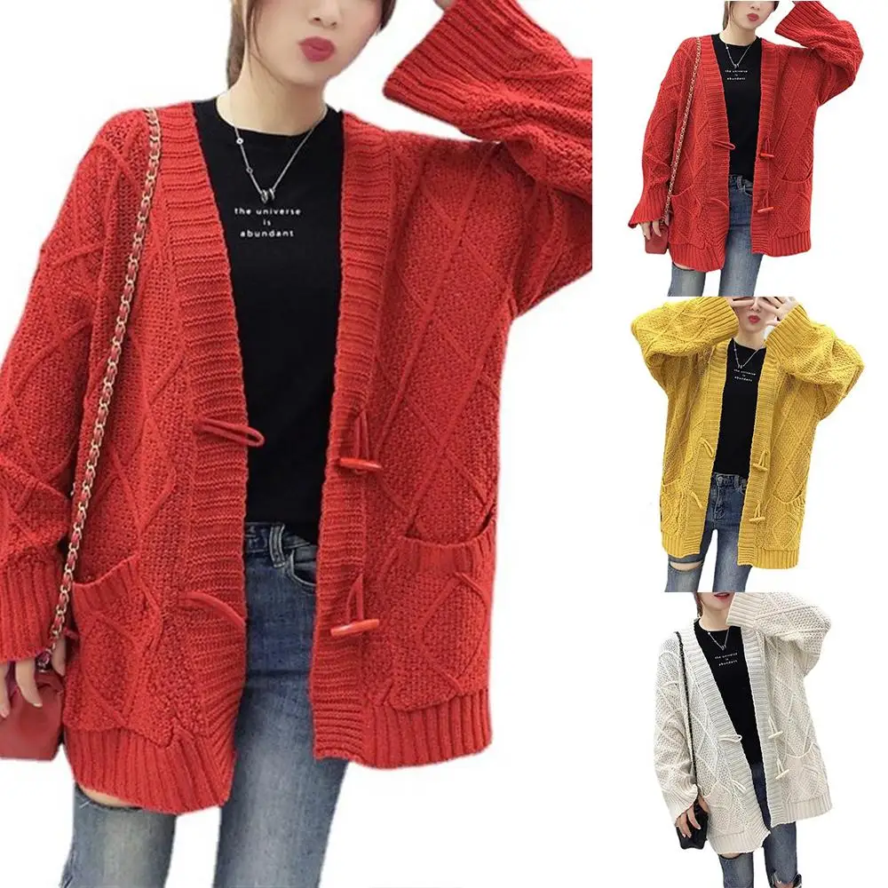 

Корейский трикотаж, Женский Осенний длинный свитер, Женский вязаный кардиган с открытым спереди, пальто с длинным рукавом, повседневные одн...