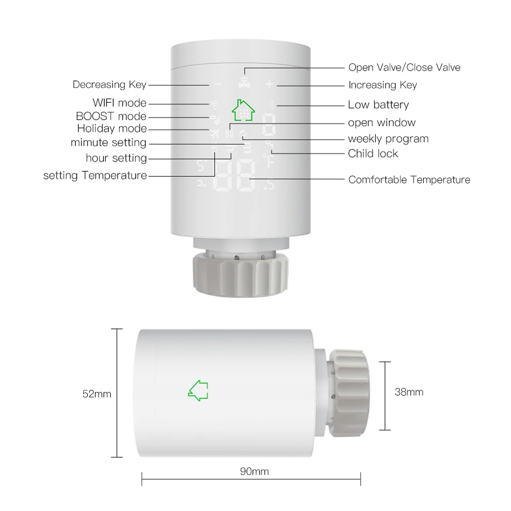 Tuya Intelligent Radiator Actuator Temperature Controller Kit Programmable Thermostatic Valve By Alexa Control | Обустройство дома