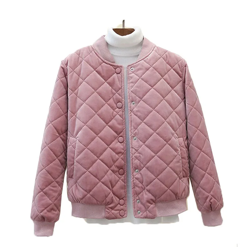 Женское хлопковое пальто с золотым бархатным утеплителем зимняя короткая