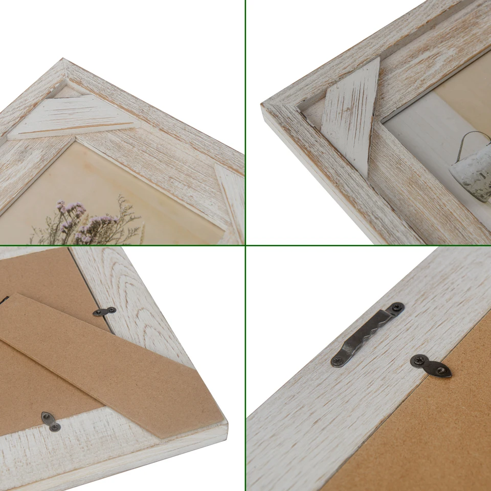 

OuXean 2 piece Wooden Photo Frames Rustic Farmhouse Picture Frame 5 x 7" Double Wood Photo Frames