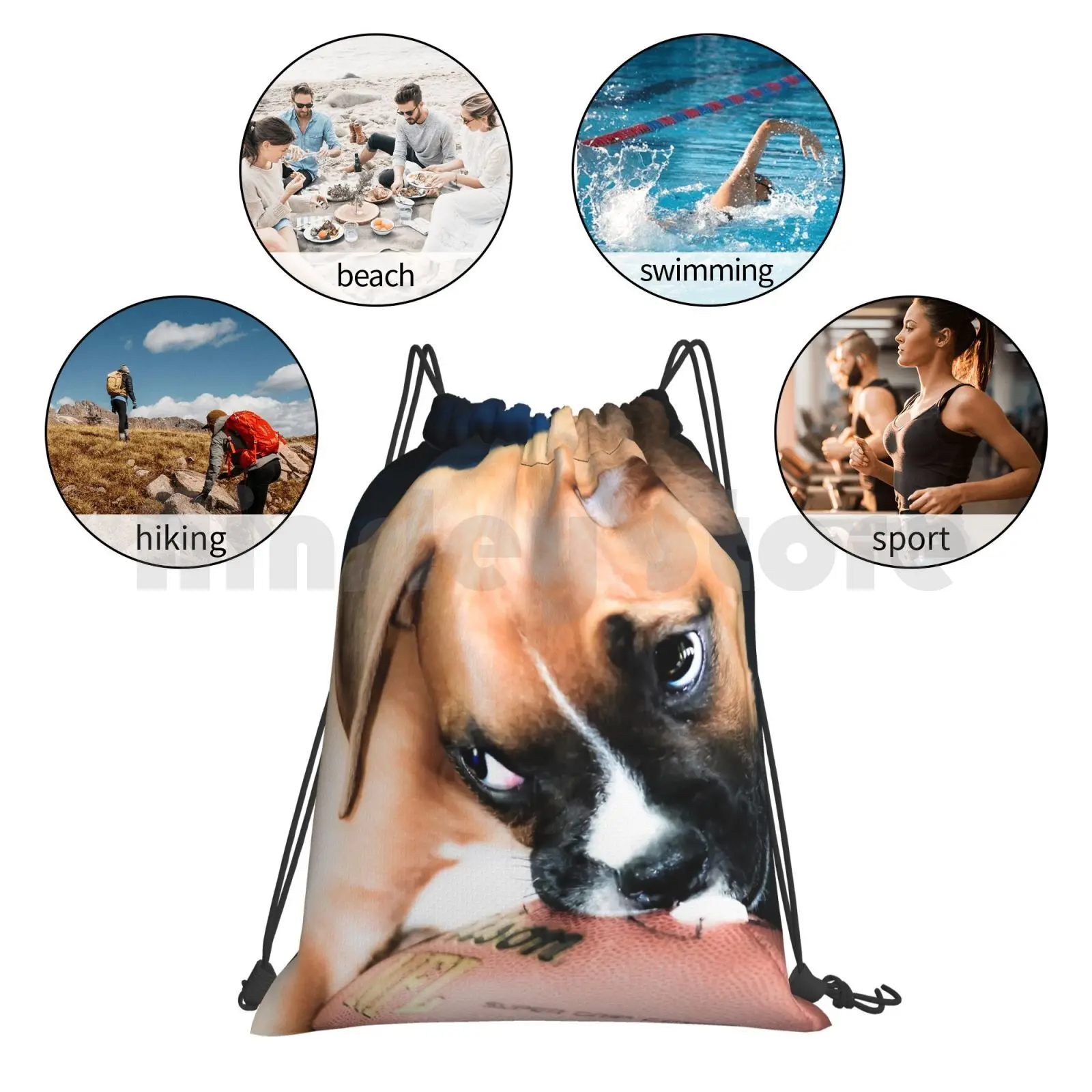 

Boxer Dog Puppy Backpack Drawstring Bag Riding Climbing Gym Bag Boxer Puppy Animals Dogs Puppies Boxer Puppy Mix Breed Open