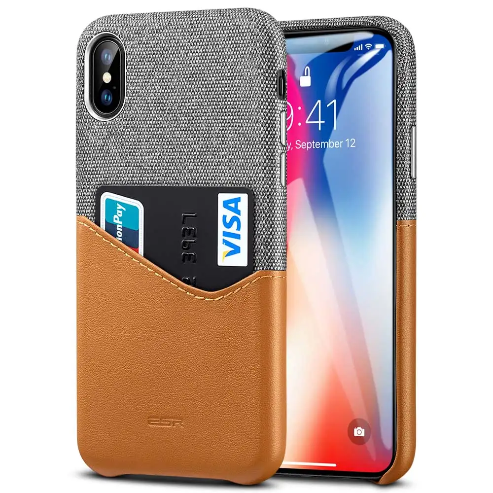 ESR из искусственной кожи карты Чехол для iPhone X XS XR XS Max бумажник для кредитных карт чехол-накладка для iPhone X XS XR противоударный чехол для телефона чехол s - Цвет: Коричневый