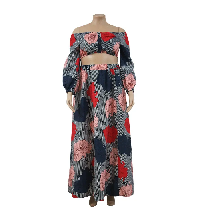 Женский модный сексуальный костюм с юбкой большого размера вырезом лодочкой