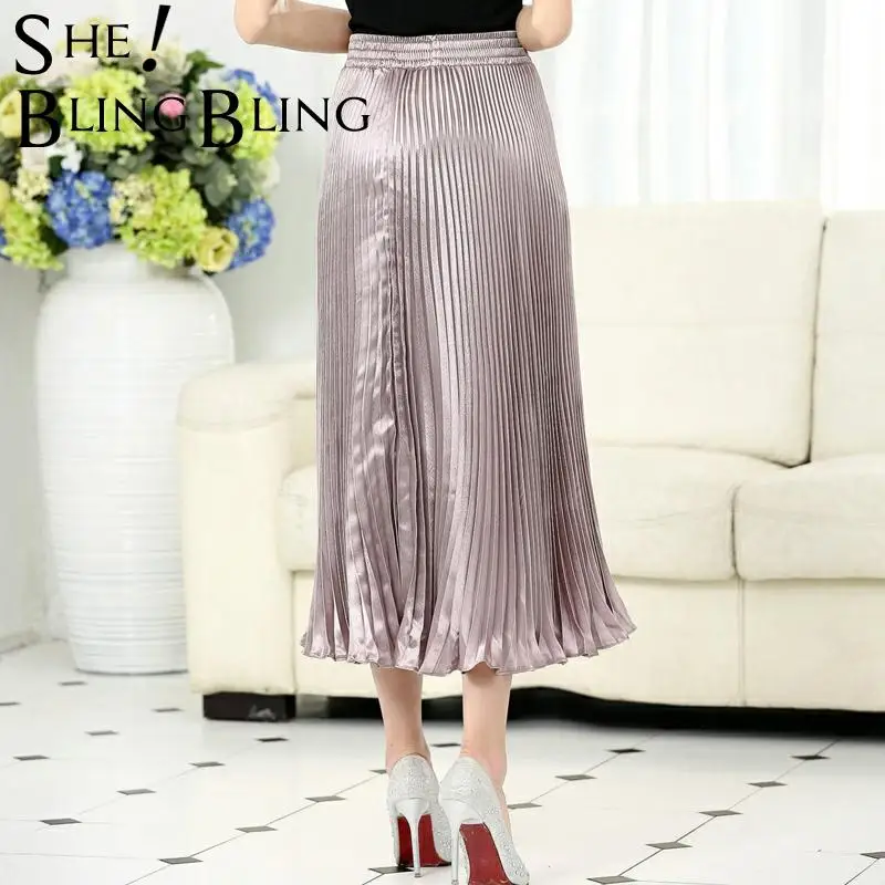 Женская плиссированная юбка SheBlingBling винтажная яркая шелковая с высокой талией