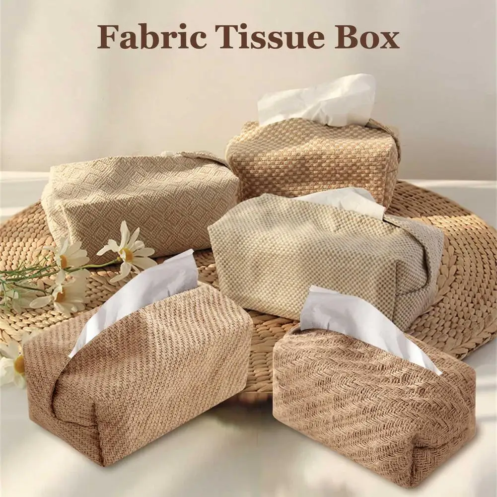 

Japanese-Style Jute Tissue Case Napkin Holder For Living Room Table Tissue Boxes Container Home Car Papers Dispenser Holder