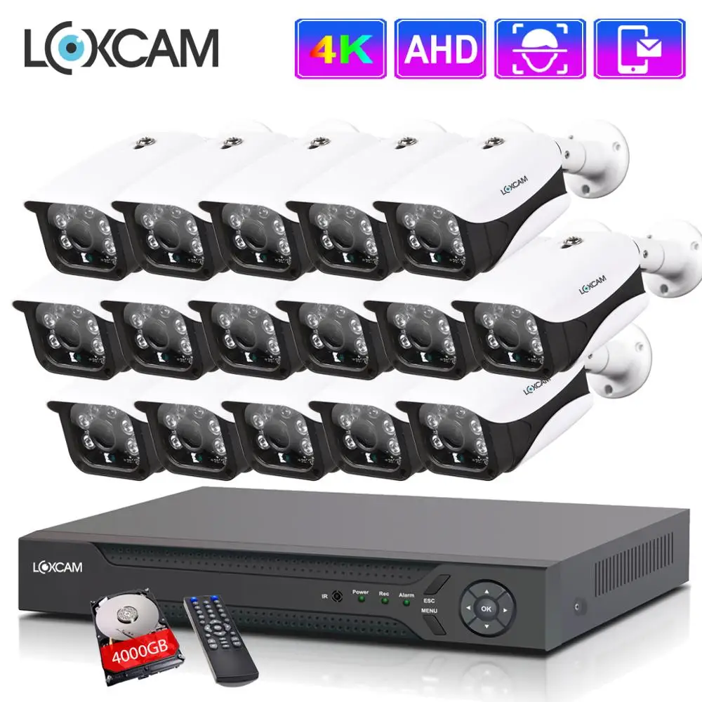 Система видеонаблюдения LOXCAM H.265 + 16 каналов 4K Ultra HD наружная Камера Безопасности 8