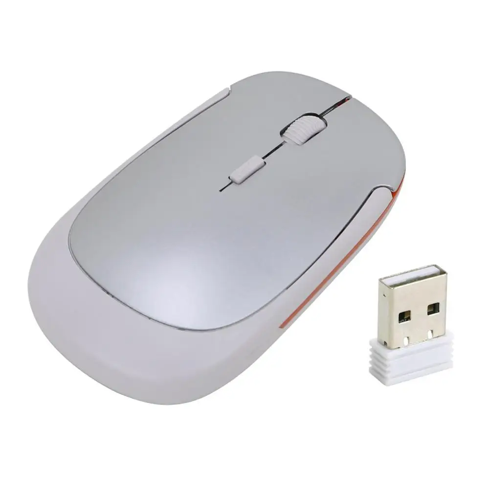 White 1600 dpi Бесшумная компьютерная мышь Rgonomic 2,4 ГГц ультра-тонкая мини USB беспроводная оптическая мышь для Macbook ПК ноутбука офисного использования - Цвет: White