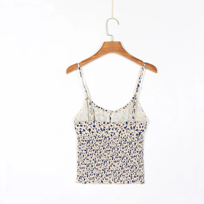 

Summer holiday crop top women's camisole casual flower print bow decoration camisole