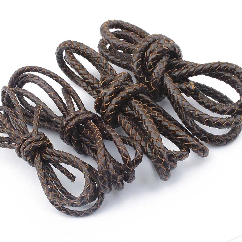 Круглый плетеный шнур из натуральной кожи черный коричневый 1 м 3 мм 4 5 6 мм|genuine