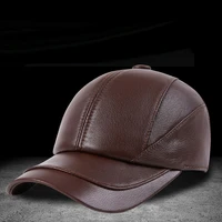 2021 winter male genuine leather cap 55 60cm black brown baseball caps for man casual street gf gorras dad hat sheepskin cap