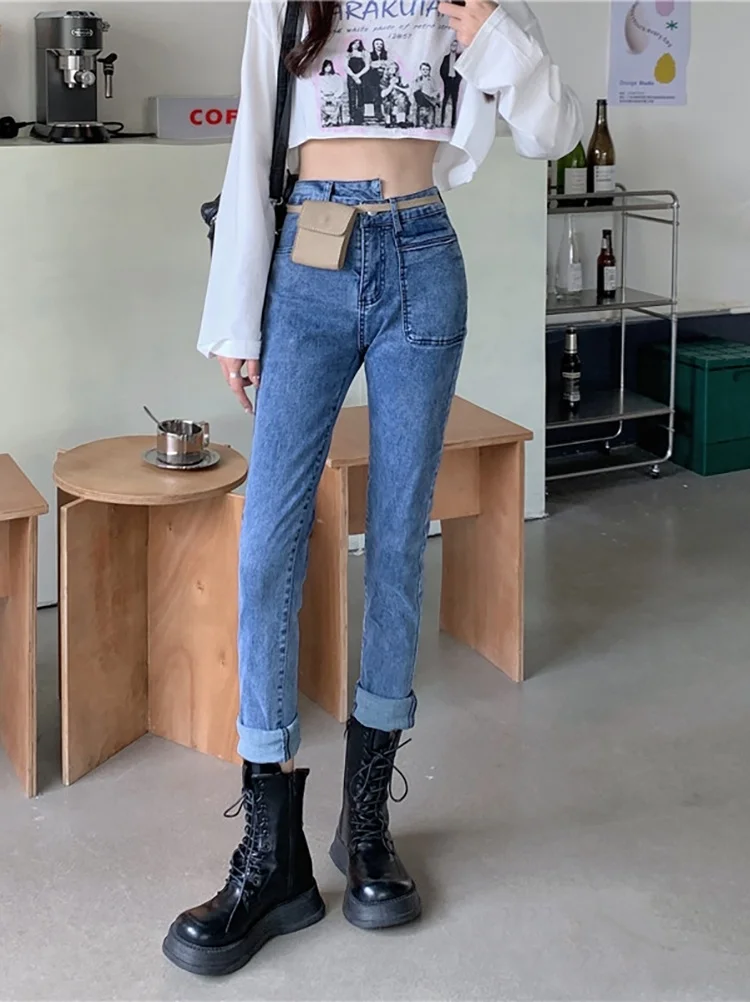 High Waist Jeans Women's Early Autumn 2021 New Design Sense Spring And Temperament Leggings Pencil | Женская одежда