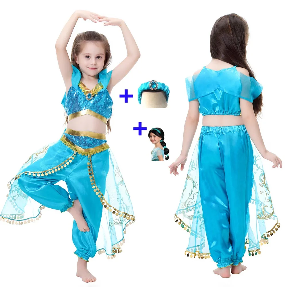 Жасмин Принцесса платье для девочек Рождественский подарок Алладин