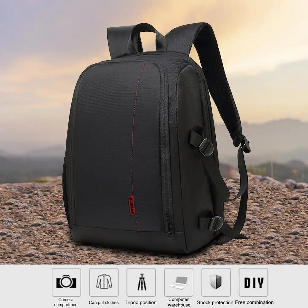 stylish photography waterproof backpack travel camera dslr shoulders bag nylon case fit laptop tripod travel outdoor slr bags free global shipping