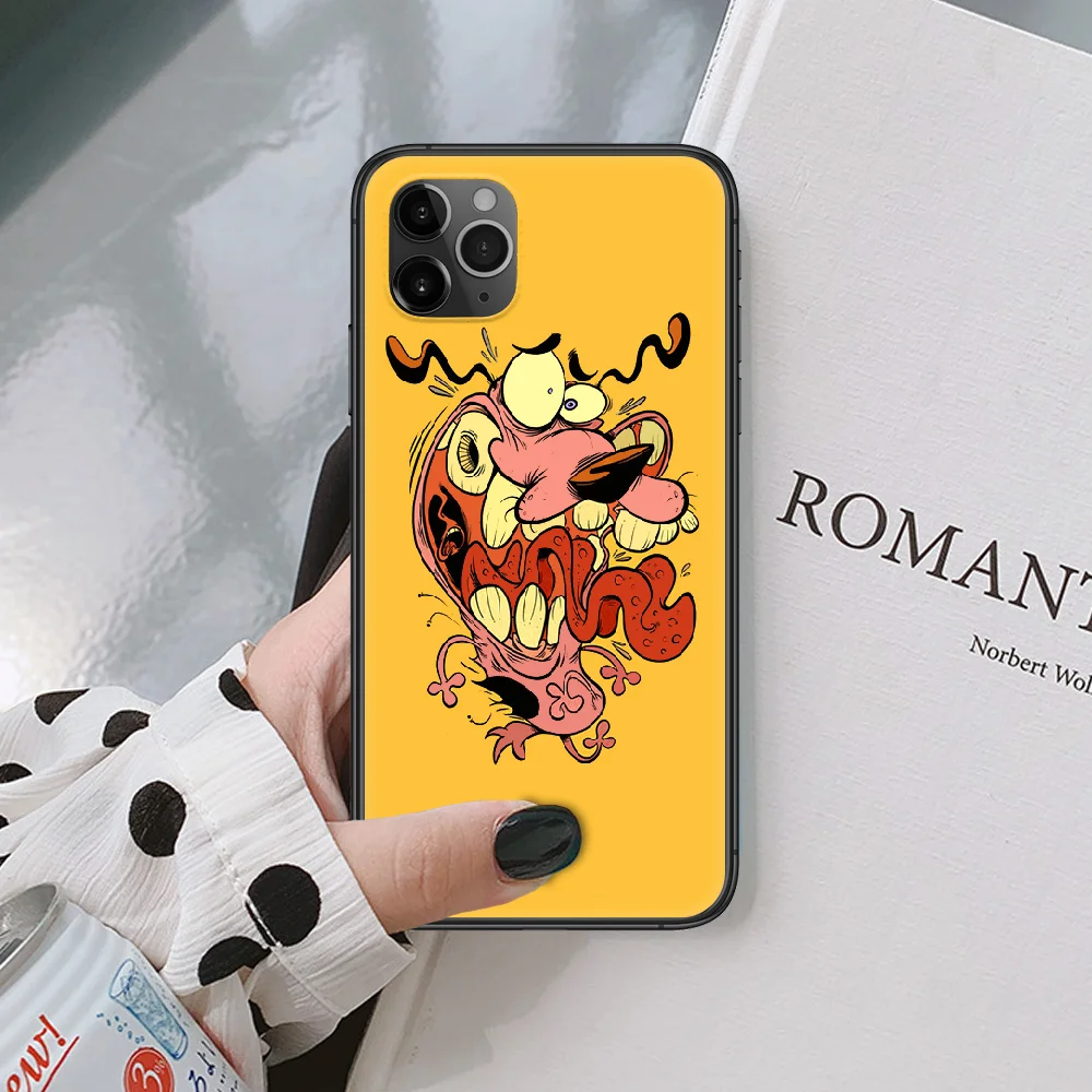 

Cute Cowardly Cartoon Dog Phone Case For IPhone 4 4s 5 5S SE 5C 6 6S 7 8 Plus X XS XR 11 12 Mini Pro Max 2020 black Cell 3D