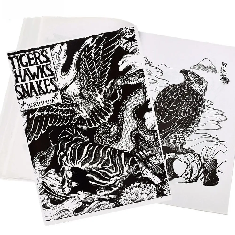 Тату-скрипт профессиональные тату-книги белые и черные татуировки Орел Тигр Змея