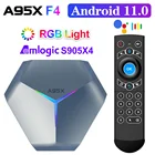 Приставка Смарт-ТВ A95X F4 Amlogic S905X4 Android 11 4 Гб 64 Гб Plex Media 8K RGB светильник с поддержкой Youtube 216 VS Mecool KM6